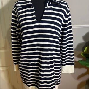 J. Jill Navy and White Striped Sweater